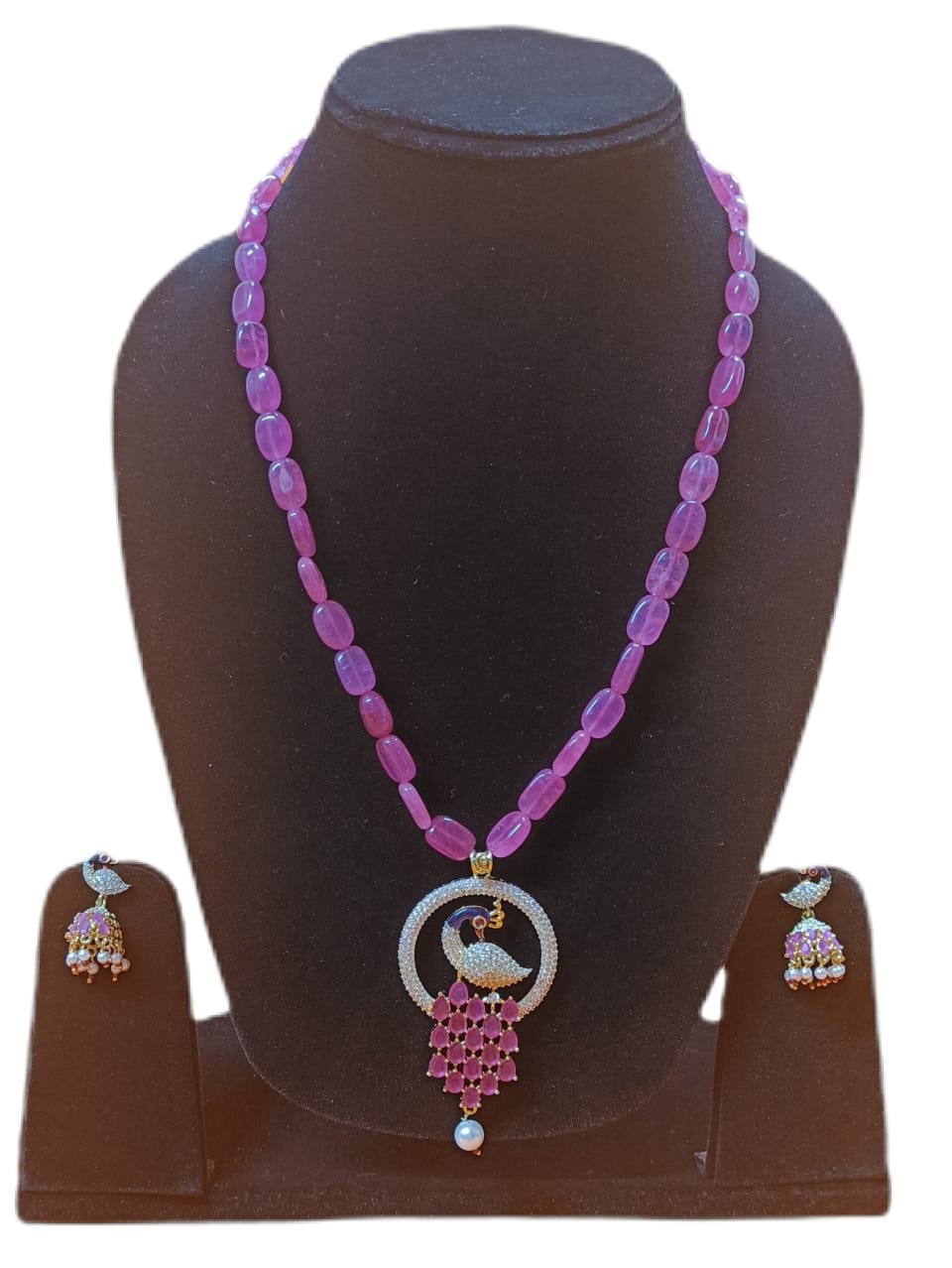 Women - Pink Peacock Pendant